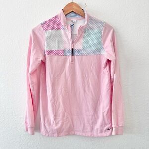 Vineyard Vines Pastel Whale Print Quarter Zip Pullover Sweatshirt Sz XL 14/16